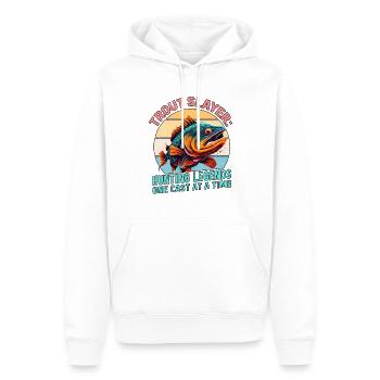 Pêche, Truite, Saumon, Pêcheur, Pêcheur, Perche - Sweat à capuche Premium bio Homme - blanc - Devant - Nico (187cm)