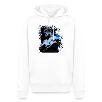 Le batisseur - Sweat à capuche Premium bio Homme - blanc - Devant - Nico (187cm)