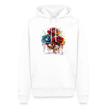 Fleurs Femmes girl power design art femelle rose - Sweat à capuche Premium bio Homme - blanc - Devant - Nico (187cm)