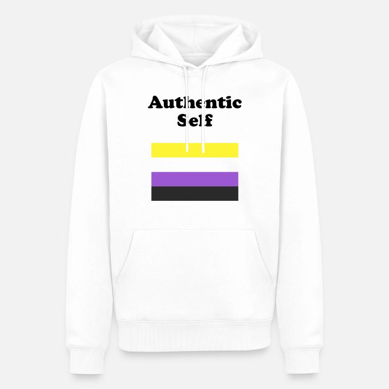Drapeau non binaire Soi authentique - Sweat à capuche Premium bio Homme - blanc