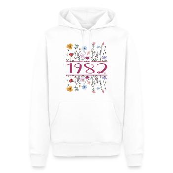 1982 Légendaire Depuis 1982 Anniversaire 1982 Femmes - Sweat à capuche Premium bio Homme - blanc - Devant - Nico (187cm)