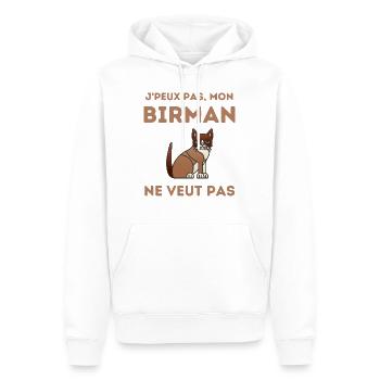 Chat sacré de Birmanie Birman - Sweat à capuche Premium bio Homme - blanc - Devant - Nico (187cm)