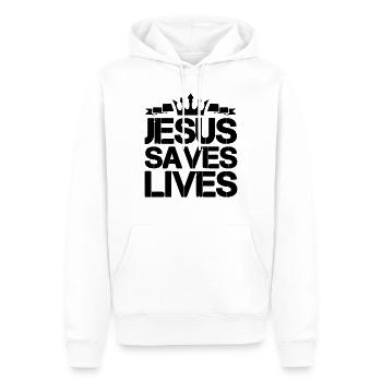 jesus saves lives - Männer Premium Bio Hoodie - Weiß - Vorne - Nico (187cm)