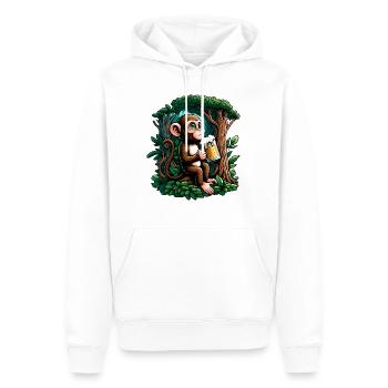 Singe Bière Décontracté - Sweat à capuche Premium bio Homme - blanc - Devant - Nico (187cm)