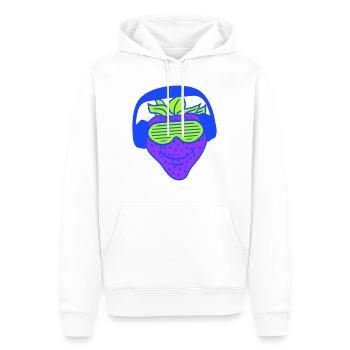 Strawberry DJ Fruit Face Grins Party Club Music - Men’s Premium Organic Hoodie - white - Front - Nico (187cm)