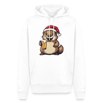 Biber Weihnachten Bier - Männer Premium Bio Hoodie - Weiß - Vorne - Nico (187cm)