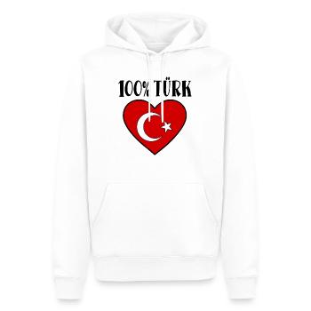 100 % turc Drapeau de la Turquie Coeur - Sweat à capuche Premium bio Homme - blanc - Devant - Nico (187cm)
