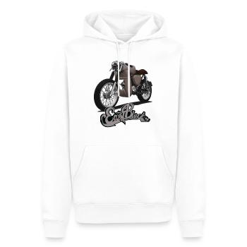 S51 (marron) // Illustration - Sweat à capuche Premium bio Homme - blanc - Devant - Nico (187cm)