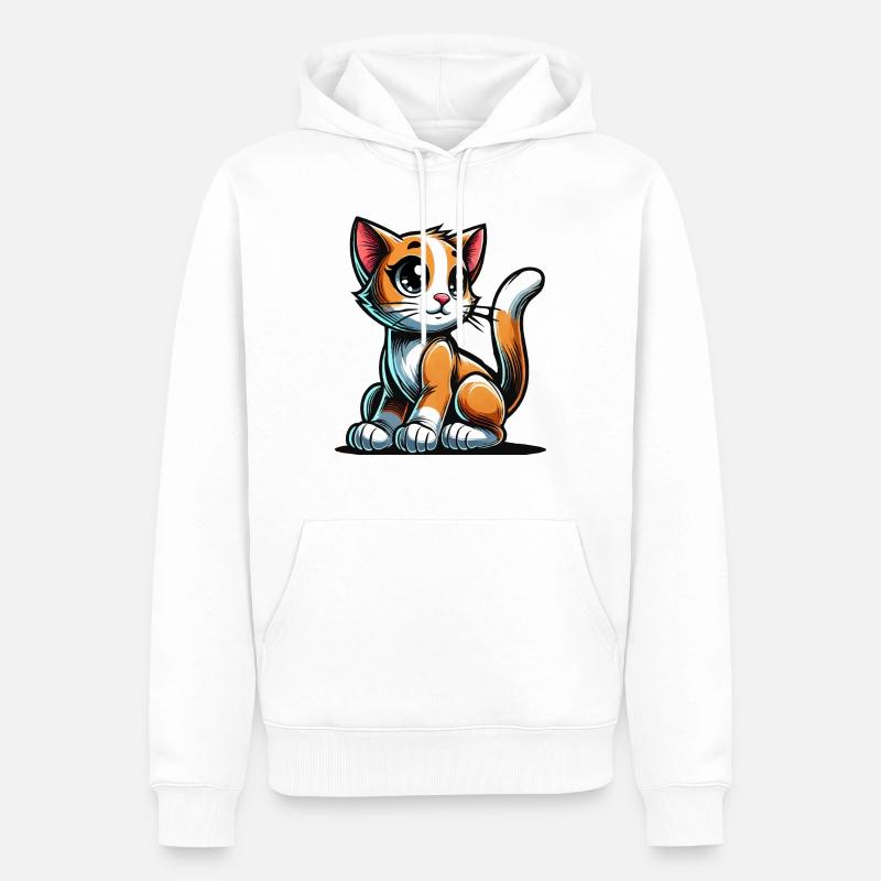 chat - Sweat à capuche Premium bio Homme - blanc