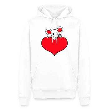 Maus Herz Liebe Symbol Lieblingstier Haustier Süß - Männer Premium Bio Hoodie - Weiß - Vorne - Nico (187cm)