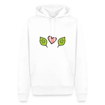 Deux feuilles feuille amour coeur symbole de la nature - Sweat à capuche Premium bio Homme - blanc - Devant - Nico (187cm)