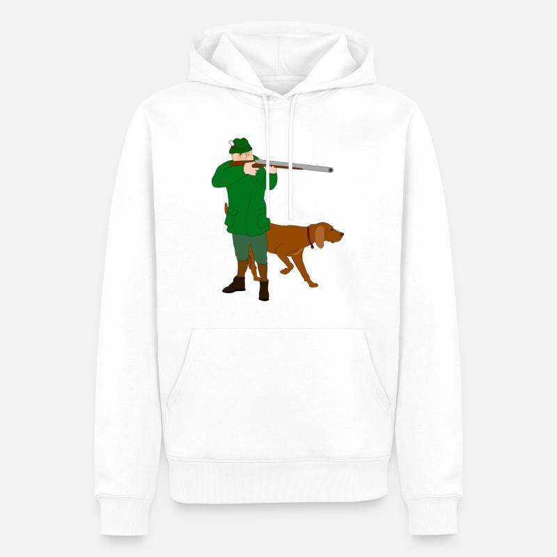 Hunter avec le chien - Sweat à capuche Premium bio Homme - blanc