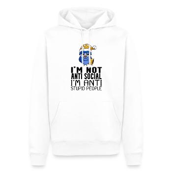 drôles de dictons stupides - Sweat à capuche Premium bio Homme - blanc - Devant - Nico (187cm)