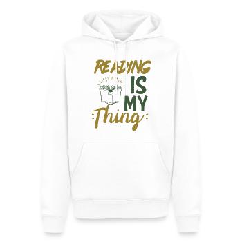 Leser Leserin Bücher Bücherwurm Lesen Seite Buch - Männer Premium Bio Hoodie - Weiß - Vorne - Nico (187cm)