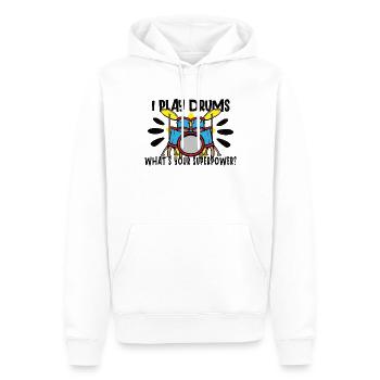 Batteur Batterie Musique Batterie Batterie - Sweat à capuche Premium bio Homme - blanc - Devant - Nico (187cm)