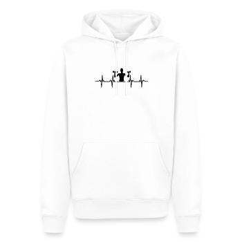 Musculation Gym fitness sport Entraînement - Sweat à capuche Premium bio Homme - blanc - Devant - Nico (187cm)