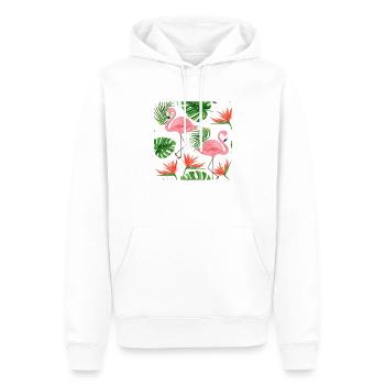 Flamants roses Oiseau rose une patte debout flamant rose - Sweat à capuche Premium bio Homme - blanc - Devant - Nico (187cm)