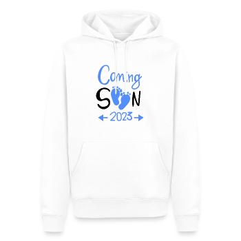 Coming Soon 2023 Baby Schwangerschaft - Männer Premium Bio Hoodie - Weiß - Vorne - Nico (187cm)