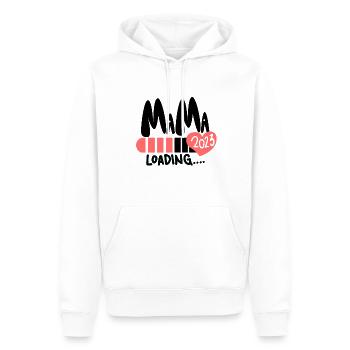 Mama 2023 loading - Werdende Mutter 2023 - Männer Premium Bio Hoodie - Weiß - Vorne - Nico (187cm)