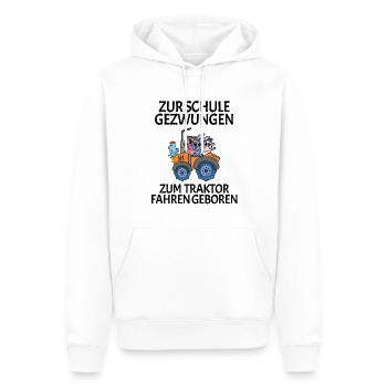 Zur Schule Gezwungen Traktor fahren - Männer Premium Bio Hoodie - Weiß - Vorne - Nico (187cm)
