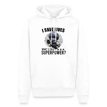 Bureau de police des policiers - Sweat à capuche Premium bio Homme - blanc - Devant - Nico (187cm)