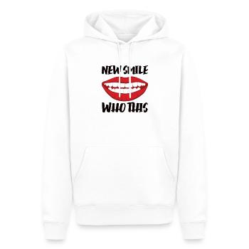 Bretelles Orthodontiste Bretelles sur la bouche - Sweat à capuche Premium bio Homme - blanc - Devant - Nico (187cm)