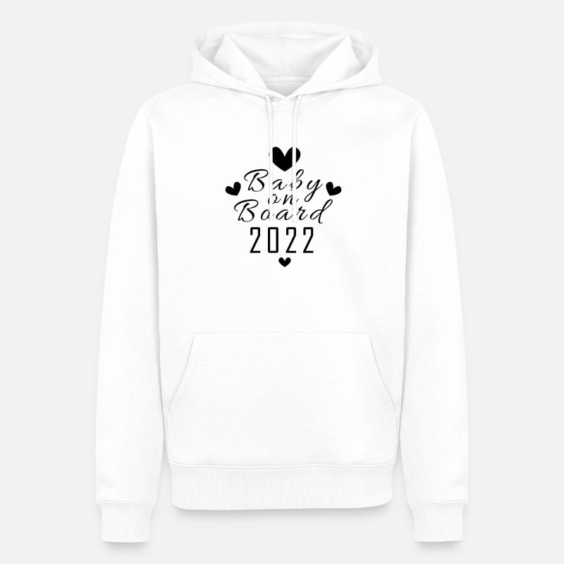 Bébé 2022 - Naissance Enceinte 2022 - Sweat à capuche Premium bio Homme - blanc