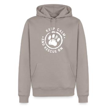 DOG RESCUE ANIMAL RIGHTS RESCUE DOG ADOPTION - Männer Premium Bio Hoodie - Taupe - Vorne - Nico (187cm)
