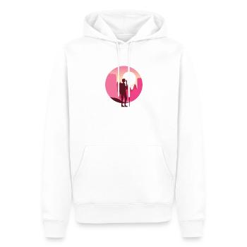 Randonneurs Randonneurs Montagnes Vallée de montagne Vallées Randonnée pédestre - Sweat à capuche Premium bio Homme - blanc - Devant - Nico (187cm)
