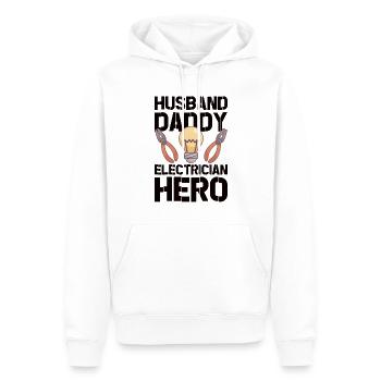 Électricien Ingénieur électricien monteur de lignes Électricien - Sweat à capuche Premium bio Homme - blanc - Devant - Nico (187cm)