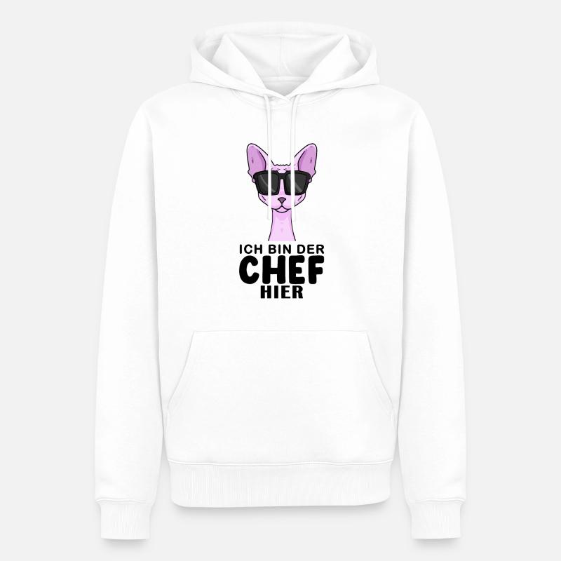 Katze Sphynx Cool Chef - Männer Premium Bio Hoodie - Weiß