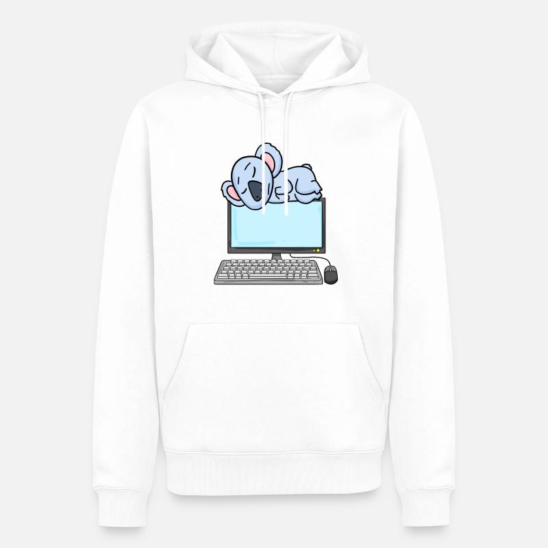 Koala Computer Nerd Programmeur Cadeau - Sweat à capuche Premium bio Homme - blanc