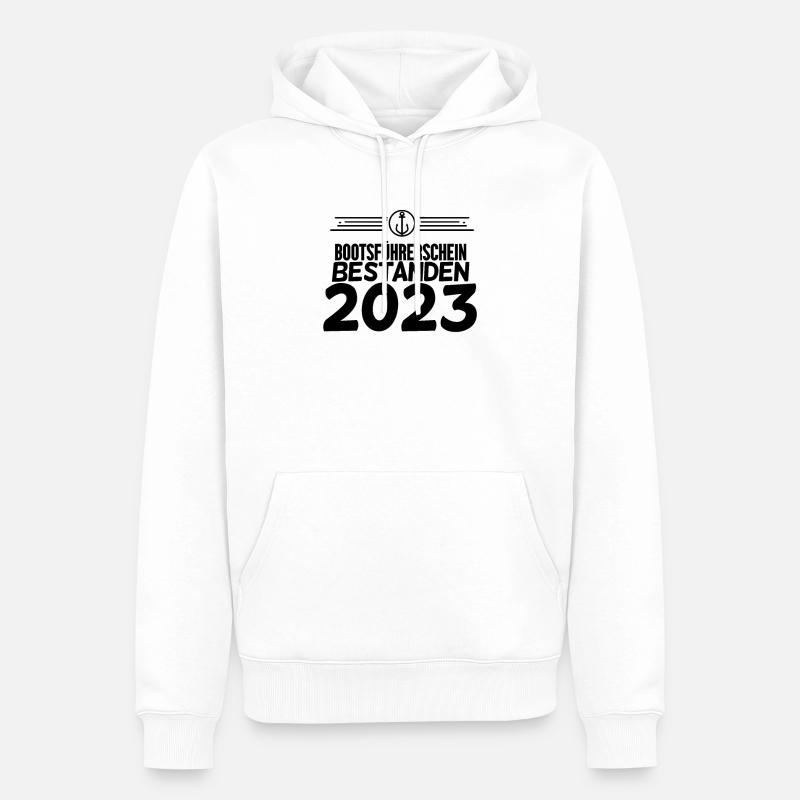 Bootsführerschein 2023 Motorboot Geschenk - Männer Premium Bio Hoodie - Weiß