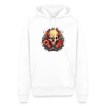 Gartenblumen und Schädel und bunte Blumen - Männer Premium Bio Hoodie - Weiß - Vorne - Nico (187cm)