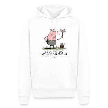 Tun wir doch so, als liebten wir Gartenarbeit - Männer Premium Bio Hoodie - Weiß - Vorne - Nico (187cm)