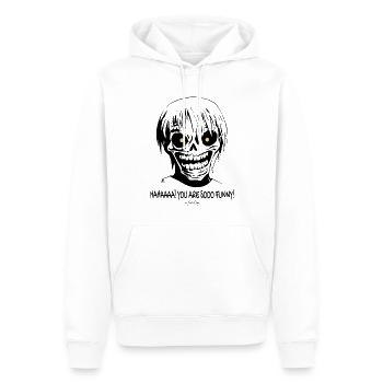 Haha, t’es si drôle : Un crâne sarcastique - Sweat à capuche Premium bio Homme - blanc - Devant - Nico (187cm)