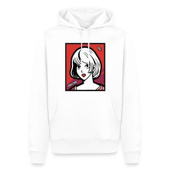 Cartoon Anime Fille, Bouche Ouverte, Étonnement - Sweat à capuche Premium bio Homme - blanc - Devant - Nico (187cm)