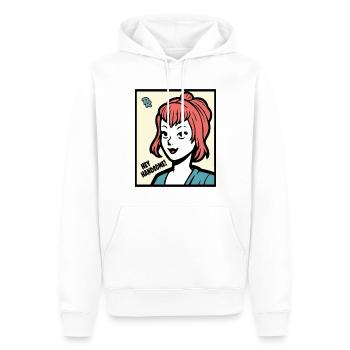 Hé, jolie ! dit une charmante dame - Sweat à capuche Premium bio Homme - blanc - Devant - Nico (187cm)