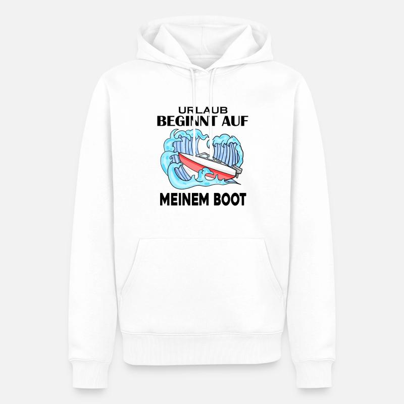 Urlaub Boot Spruch - Männer Premium Bio Hoodie - Weiß