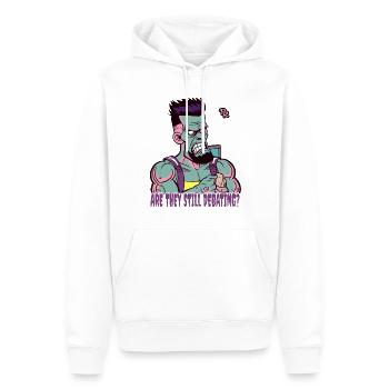Durchschnittsbürger: Wird immer noch debattiert? - Männer Premium Bio Hoodie - Weiß - Vorne - Nico (187cm)