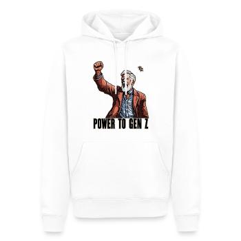 Faust in die Höhe, Boomer Protest: Power für Gen Z - Männer Premium Bio Hoodie - Weiß - Vorne - Nico (187cm)