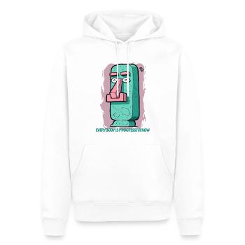 modern, advanced moai statue Easter Island - Men’s Premium Organic Hoodie - white - Front - Nico (187cm)
