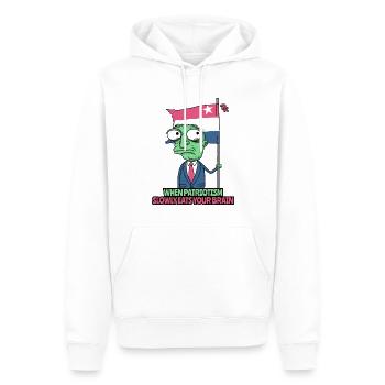 Zuviel Patriotismus frisst Gehirn, Zombie Patriot - Männer Premium Bio Hoodie - Weiß - Vorne - Nico (187cm)