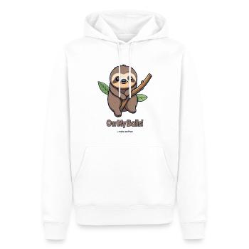 Mignon paresseux avec aïe, - Sweat à capuche Premium bio Homme - blanc - Devant - Nico (187cm)