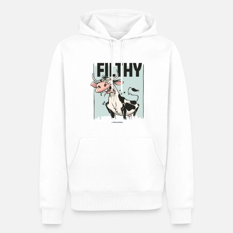 Angeekelte Kuh, dreckig und schmuddelig - Männer Premium Bio Hoodie - Weiß