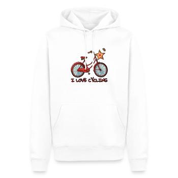 J’adore faire du vélo - Sweat à capuche Premium bio Homme - blanc - Devant - Nico (187cm)