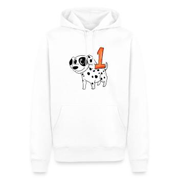 1 Jahr alt - Einschulung - Hund Motiv - Zahl 1 - Männer Premium Bio Hoodie - Weiß - Vorne - Nico (187cm)