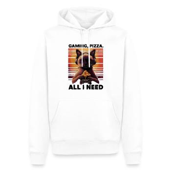 Funny Cats Gaming Pizza Gamer Gamer Gaming - Men’s Premium Organic Hoodie - white - Front - Nico (187cm)