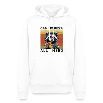 Lustiges Waschbär Gaming Pizza Gamer Zocker Zocken - Männer Premium Bio Hoodie - Weiß - Vorne - Nico (187cm)