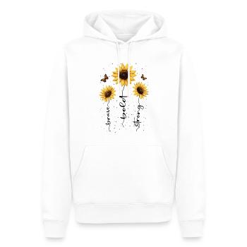 Fleurs d’été Fleur Inspiration Dicton de motivation - Sweat à capuche Premium bio Homme - blanc - Devant - Nico (187cm)